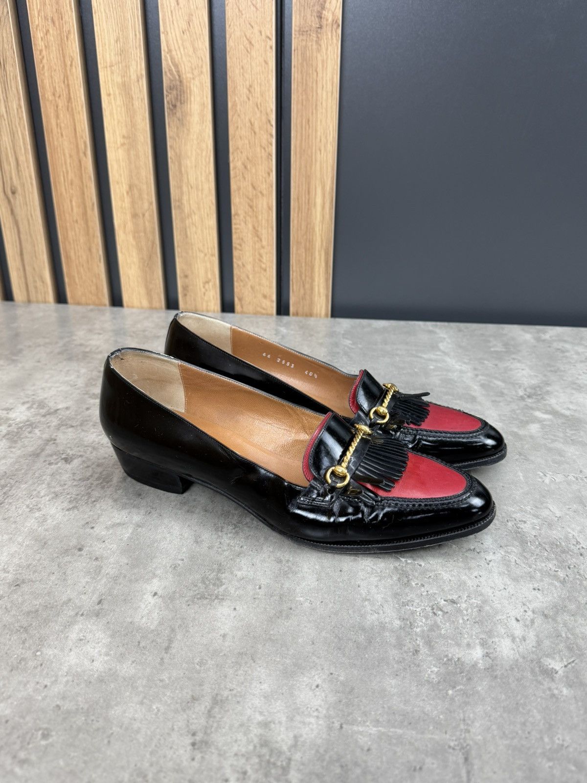 Celine Vintage Celine Leather Loafers Black Red Size 40 1/2 Size US 10.5 / IT 40.5 - 4 Thumbnail