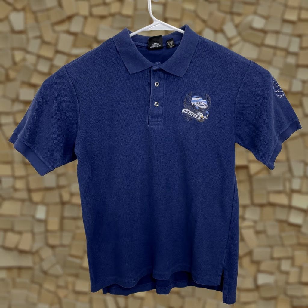 Harley Davidson VINTAGE Harley Davidson Polo Shirt Blue Men's Medium Live to Ride 90s Logo Embroidered USA Polo Shirt Size US M / EU 48-50 / 2 - 1 Thumbnail