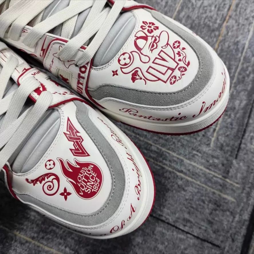Louis Vuitton LV Year of the Dragon white-red colorblock sneaker Size US 10.5 / EU 43-44 - 2 Thumbnail