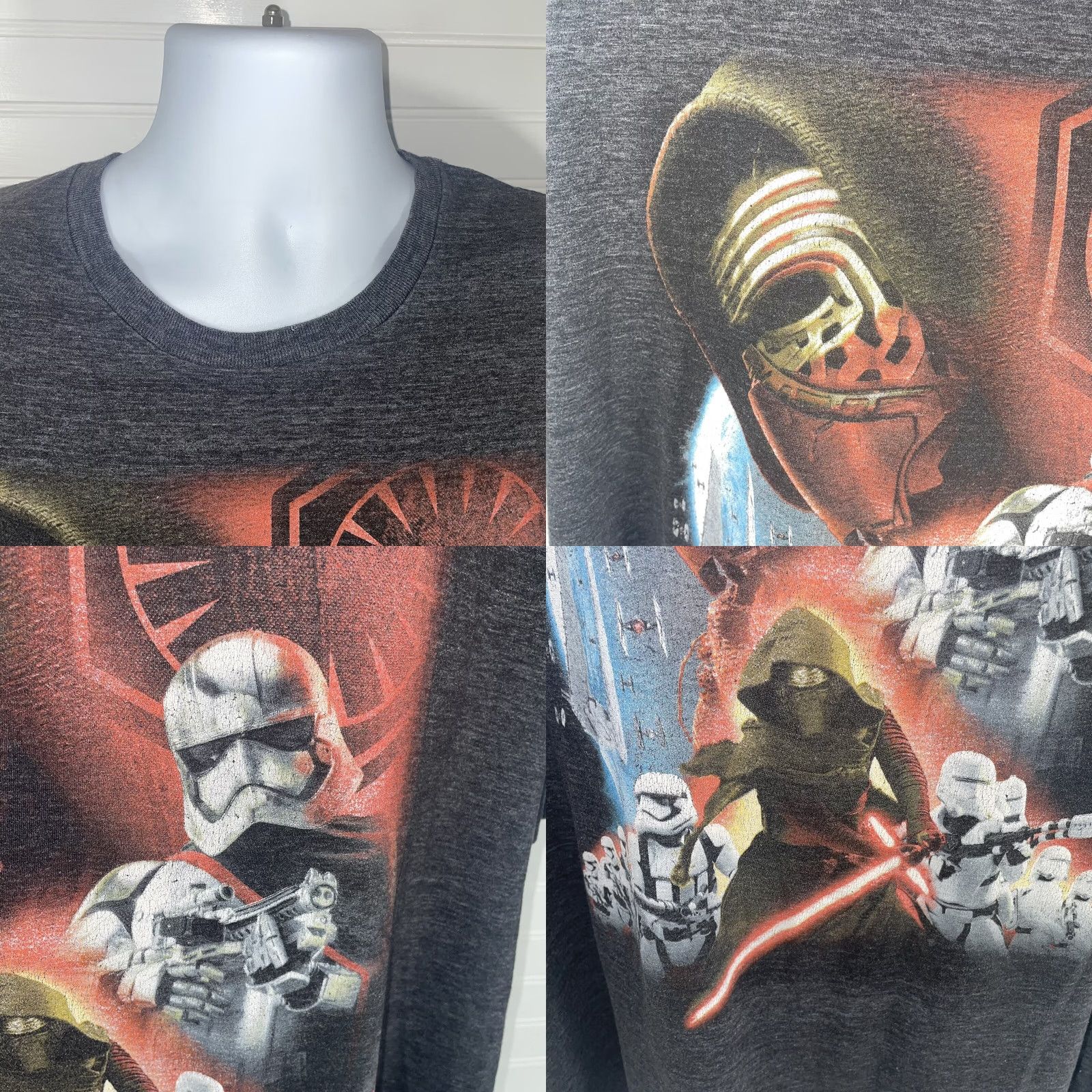 Star Wars Star Wars Storm Trooper T-Shirt Mens 2XL Heather Gray Knit Shirt - 24" Pit to Pit, 29.5" Length - Recycled Size US XXL / EU 58 / 5 - 8 Thumbnail