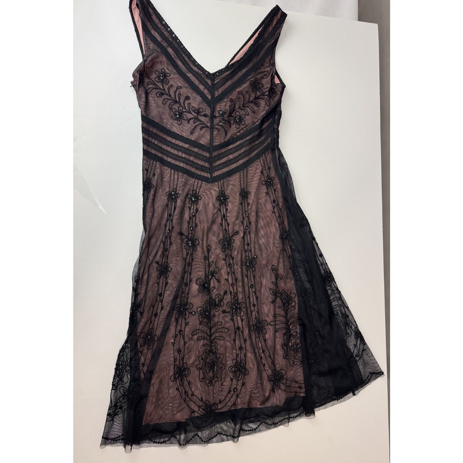 Other BCBG Max Azria Black Embroidered Beaded Sheer Dress Size 4 Size S / US 4 / IT 40 - 4 Thumbnail