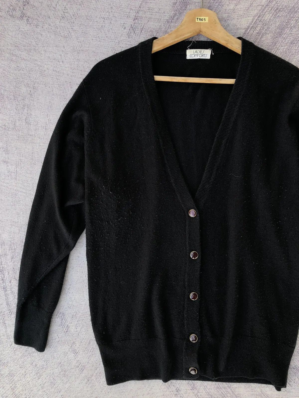 Other Black Cardigan V Neck Sweater Long Sleeve Pullover Size US L / EU 52-54 / 3 - 3 Thumbnail