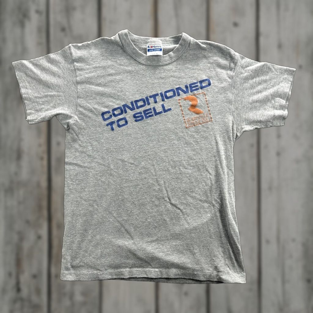 Hanes VINTAGE Roseville Mills Shirt Mens Medium Gray Conditioned To Sell Promo Tee 80s Size US M / EU 48-50 / 2 - 1 Thumbnail