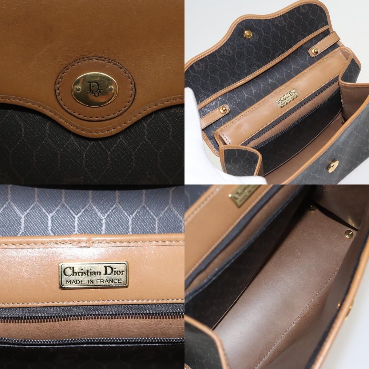 Dior DIOR Honeycomb Canvas Hand Bag Pvc Black Brown Size ONE SIZE - 11 Thumbnail