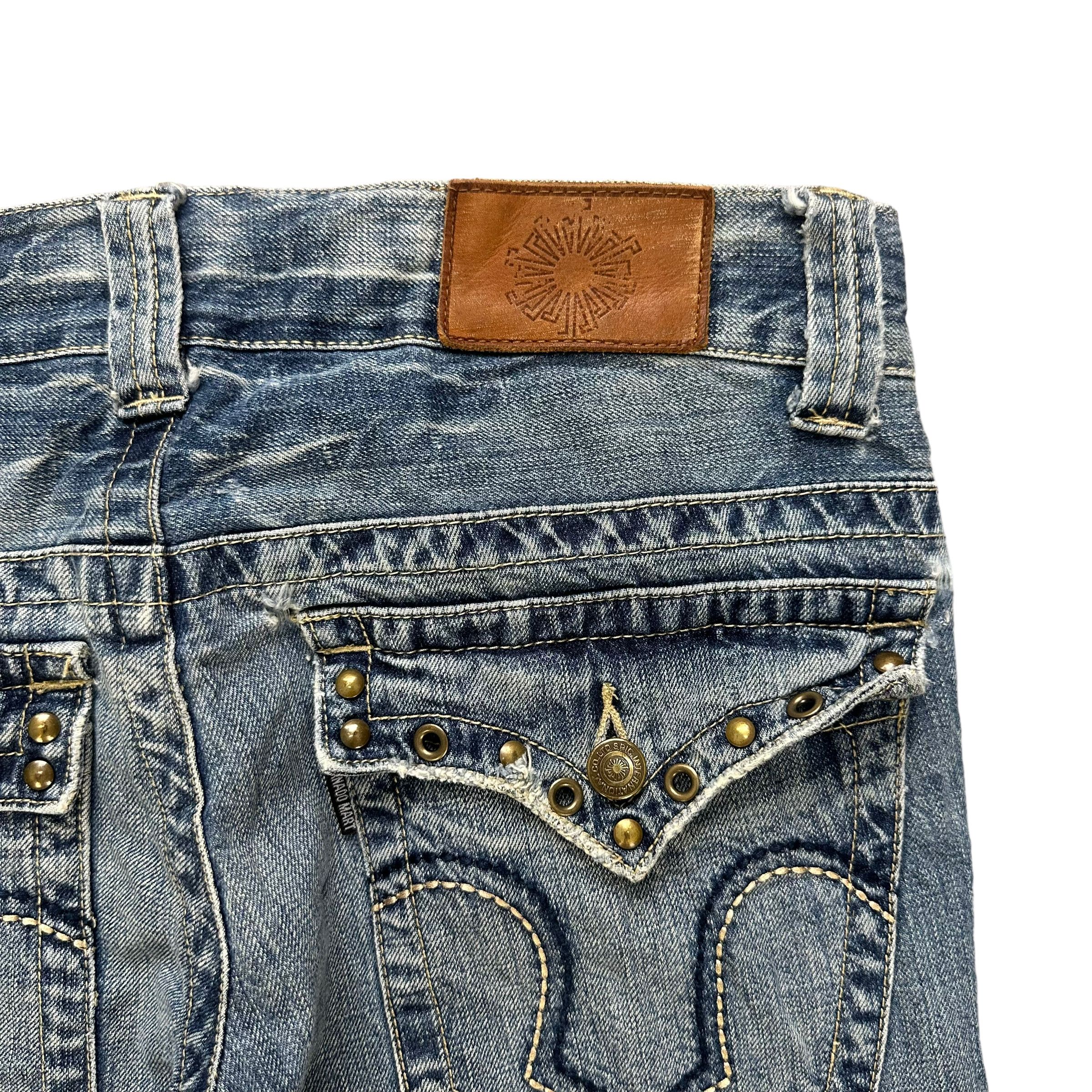 Tornado Mart TORNADO MART TWISTED FLARE STUDDED DISTRESSED JEAN #8505-012 Size 31" - 14 Thumbnail