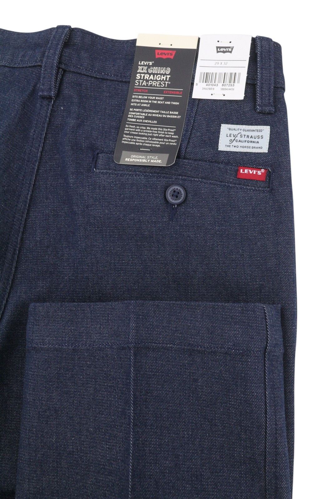 Levi's XX CHINO W29/L32 Dark Blue Straight Stretch Zip Pants 87063 Size US 29 - 6 Thumbnail
