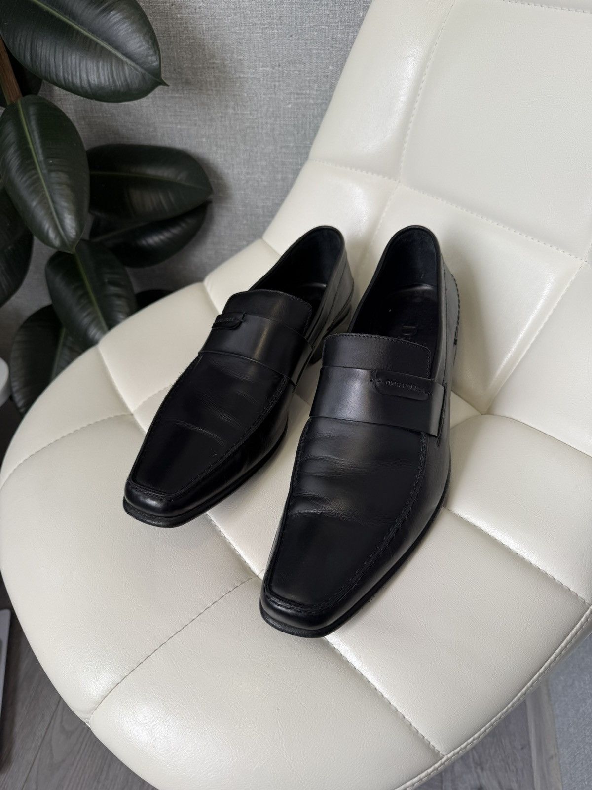 Rare Dior Homme Black Leather Penny Loafers CD Shoes Size 43