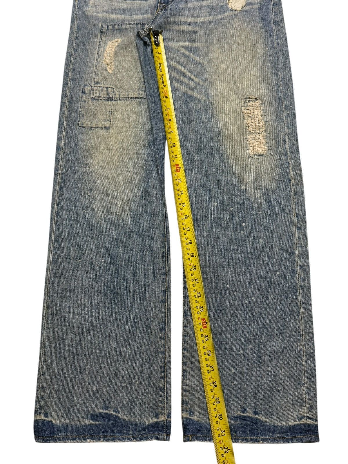 Global Work Vintage 90s Global Work Blue Faded Wash Whiskers Distressed Size US 31 - 11 Thumbnail