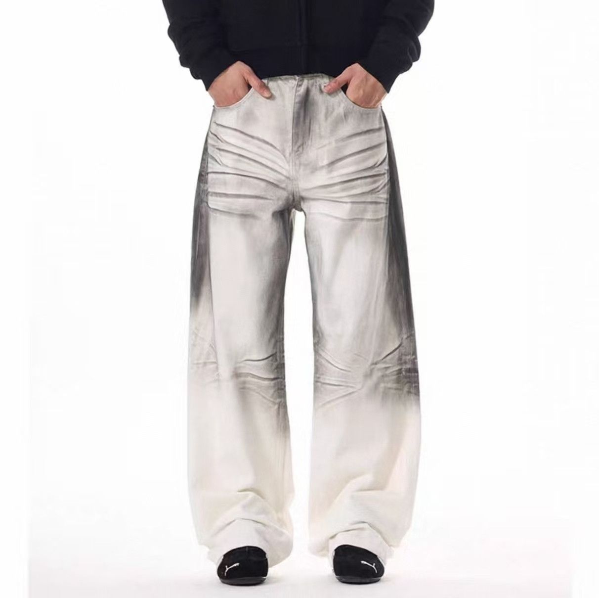 Vintage American street distressed men's loose hip-hop white jeans Size US 32 / EU 48 - 7 Thumbnail