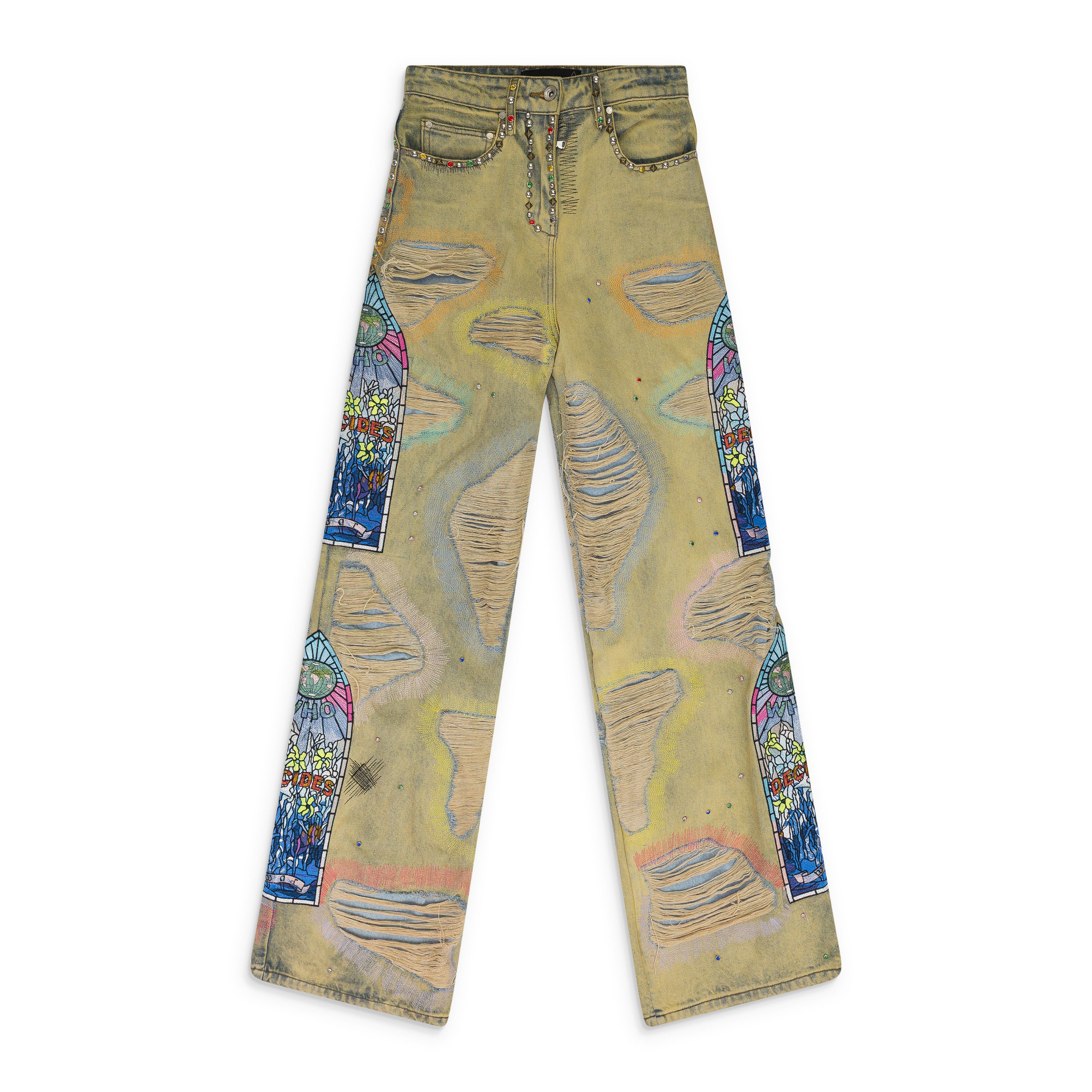 Who Decides War Who Decides War MULTI SIDE-EMBROIDERY WIDE-LEG JEANS SIZE 27 Size US 27 - 1 Thumbnail