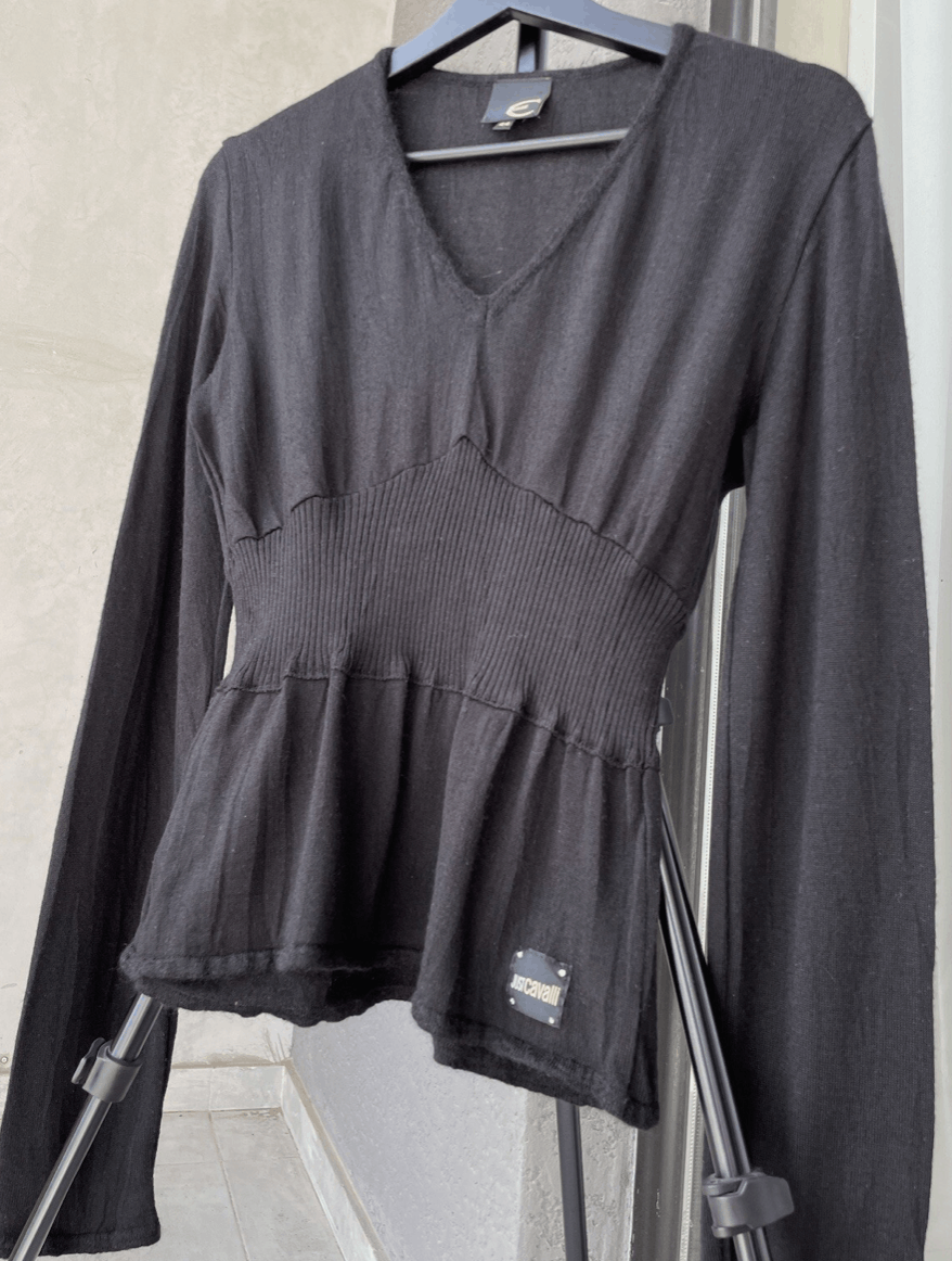 Just Cavalli Just Cavalli by Roberto Cavalli Y2K V-Neck Long Sleeve Size M / US 6-8 / IT 42-44 - 3 Thumbnail