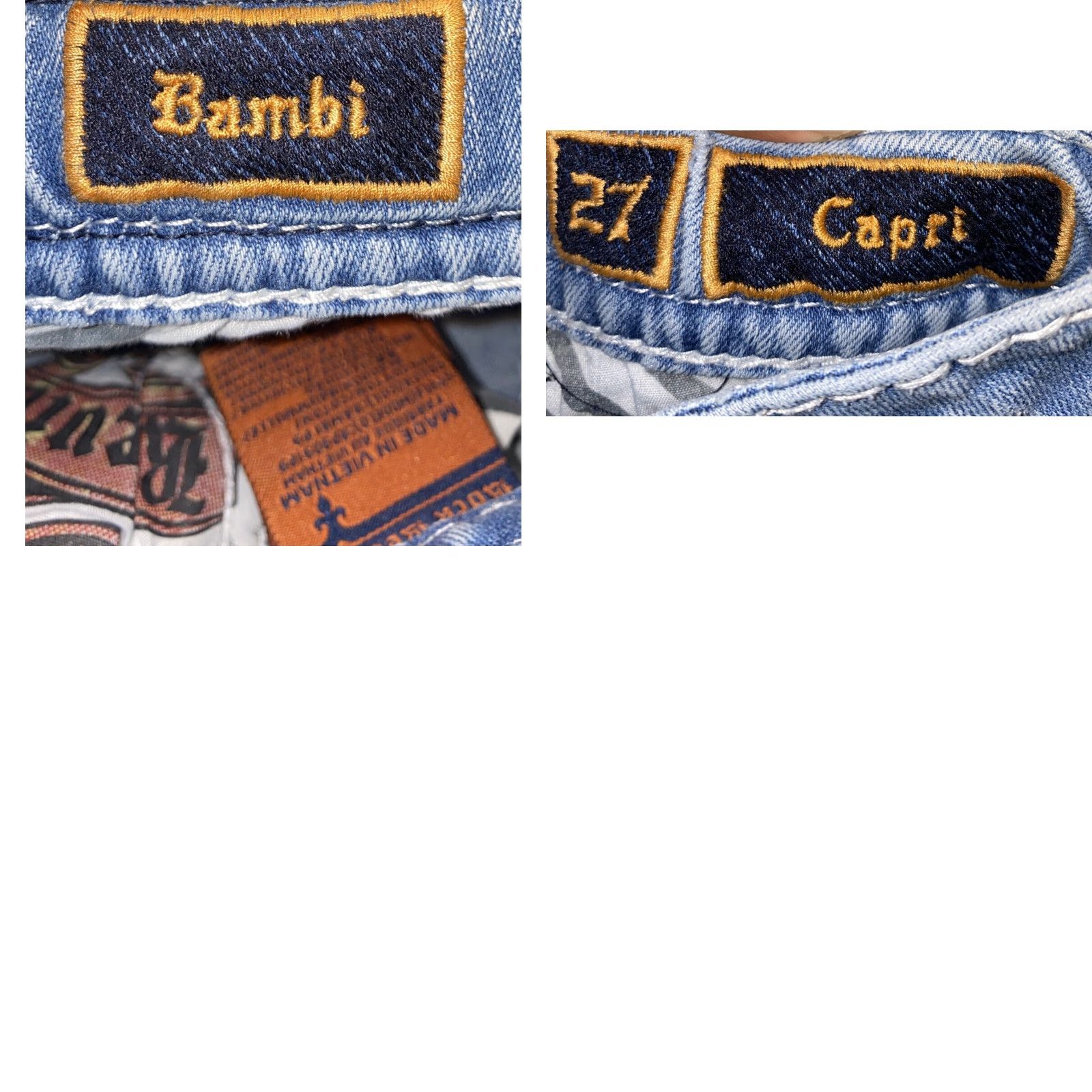 Vintage Rock Revival Jeans Women 27x21 Blue Light Wash BAMBI Capri Denim Capris 21in Inseam Size 27" / US 4 / IT 40 - 8 Thumbnail