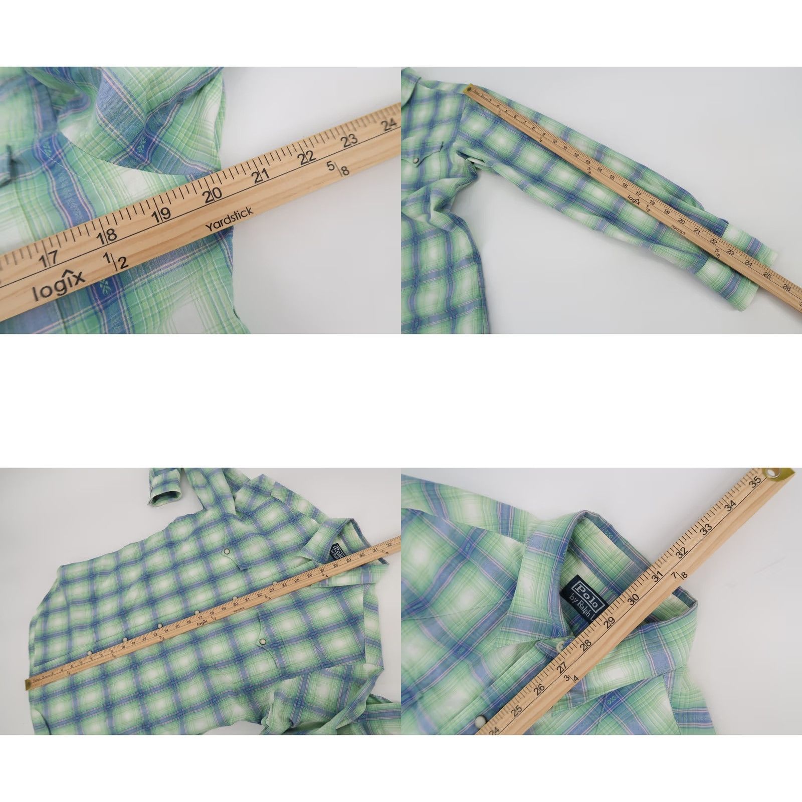 Polo Ralph Lauren Polo Ralph Lauren Western Shirt Mens Small Green Blue Plaid Pearl Snap Long Sleeve Size US S / EU 44-46 / 1 - 8 Thumbnail