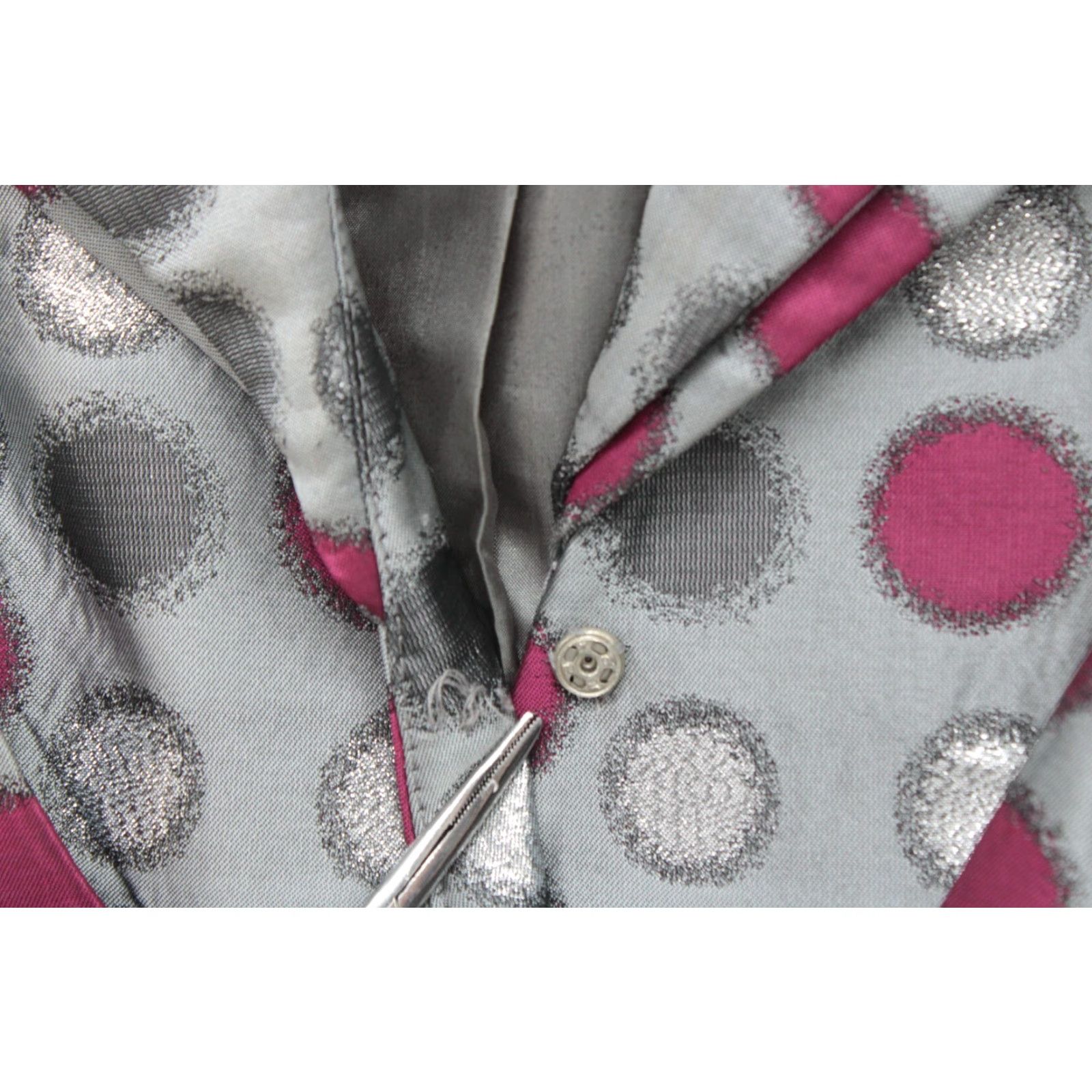 Vintage VINTAGE Dorinda Clark Cole Rose Collection Silver Party Dress Polka Dot Knee Length Lined Satin Belted Bow Shoulder Pads Womens Size 10 Size L / US 10 / IT 46 - 3 Thumbnail
