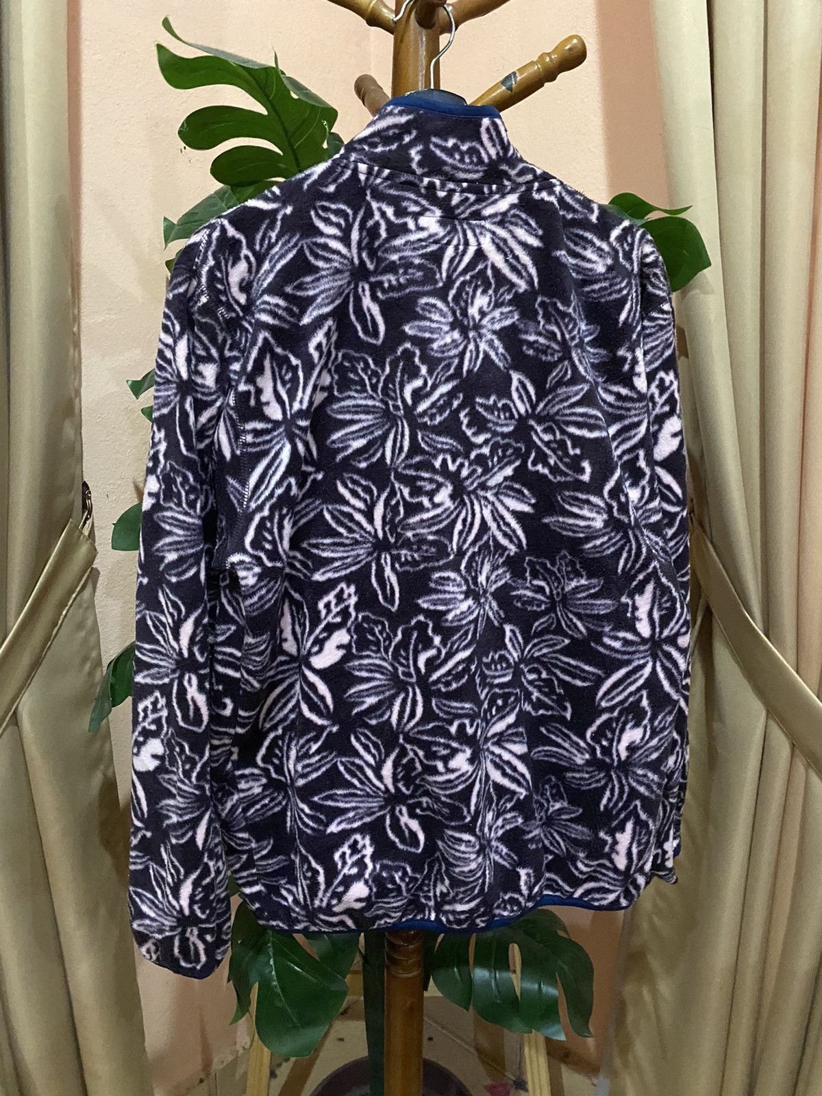 Vintage Scommessa Vintage Fleece Jacket Black & White Floral Pattern Size US L / EU 52-54 / 3 - 9 Thumbnail