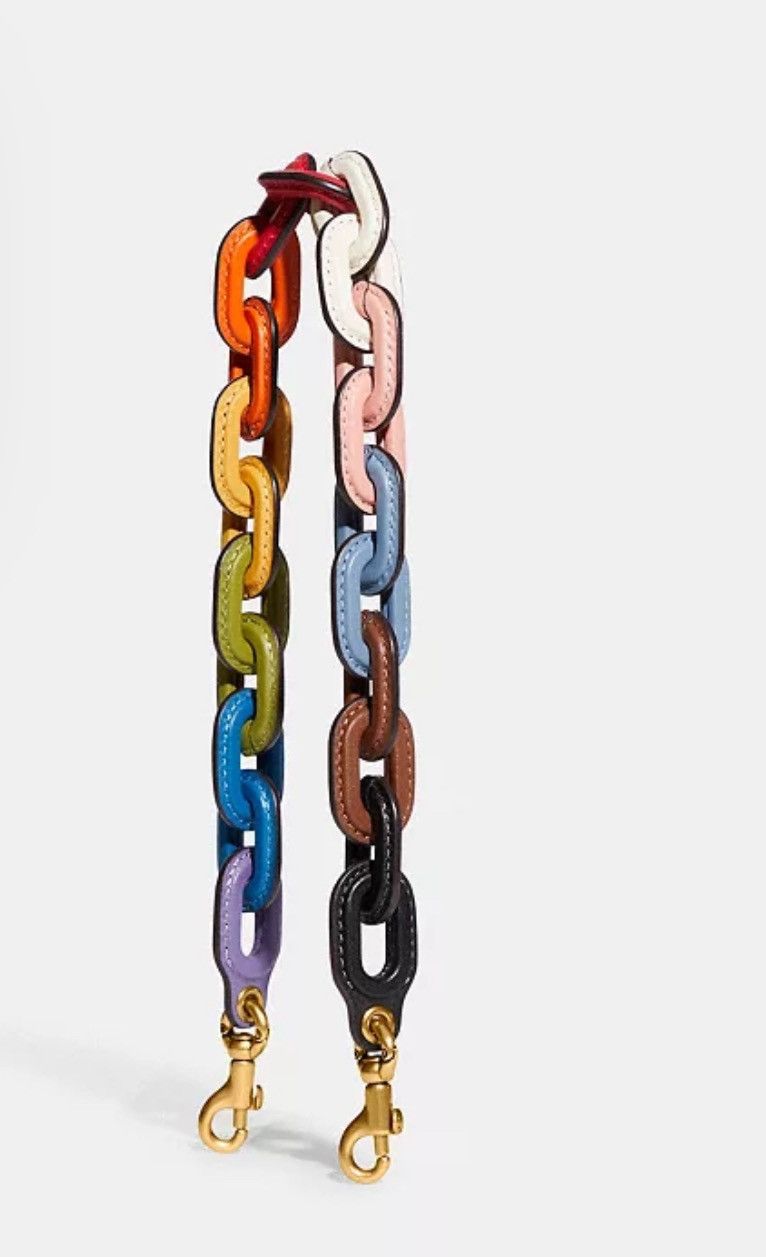 image of Coach Pride Rainbow Leather Covered Short Chain Strap M, Women's