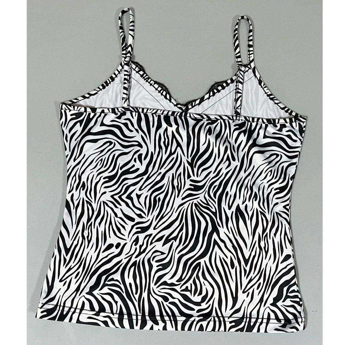 Vintage Black White Zebra Print Lace Y2K Cami Tank Top Shirt Size S🦓 Size S / US 4 / IT 40 - 6 Thumbnail