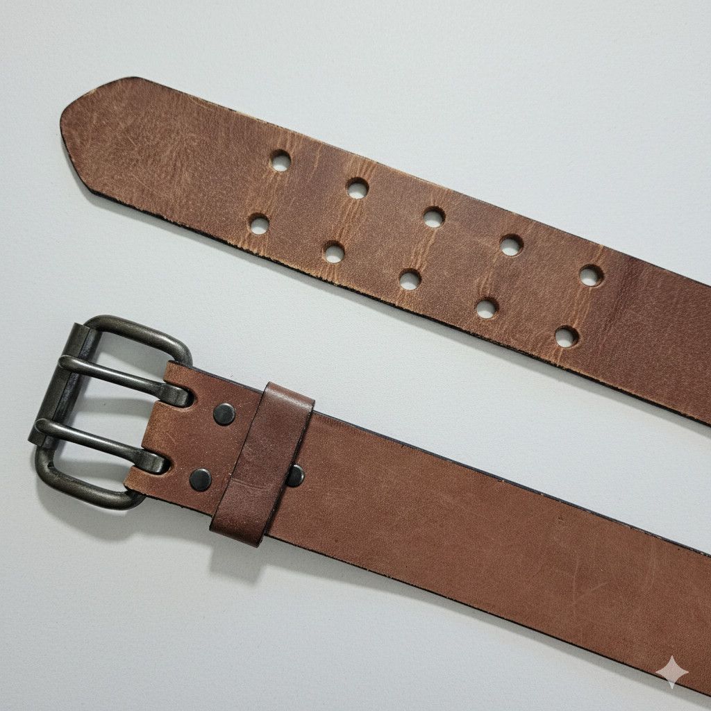Other Belt 38-40" Heavyweight Steerhide Leather Bulky Strong Brass Size 40 - 7 Thumbnail