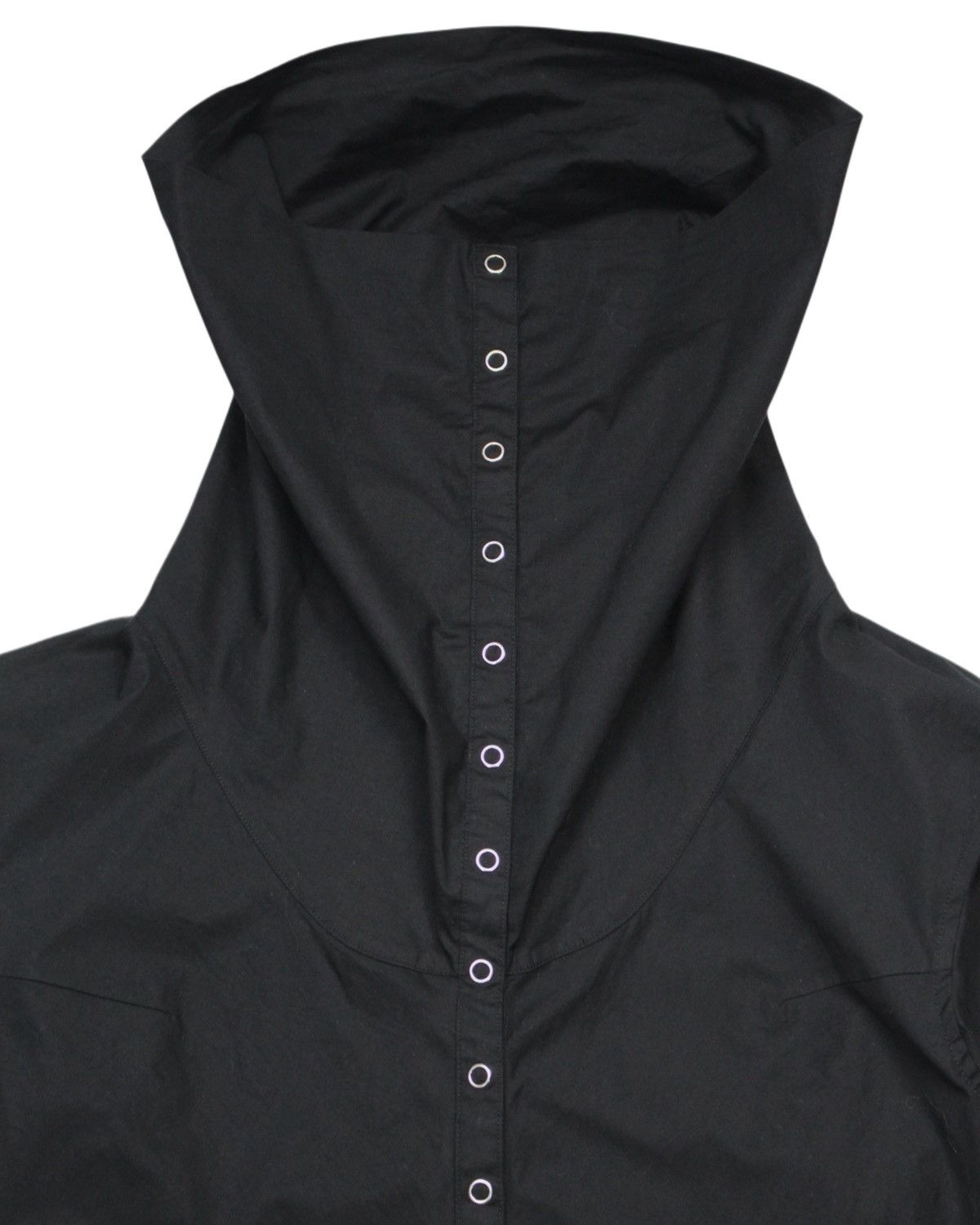 Japanese Brand 2000S COCOON BLACK SNAP BUTTON UP LONG HOODED SHIRT Size US L / EU 52-54 / 3 - 2 Thumbnail