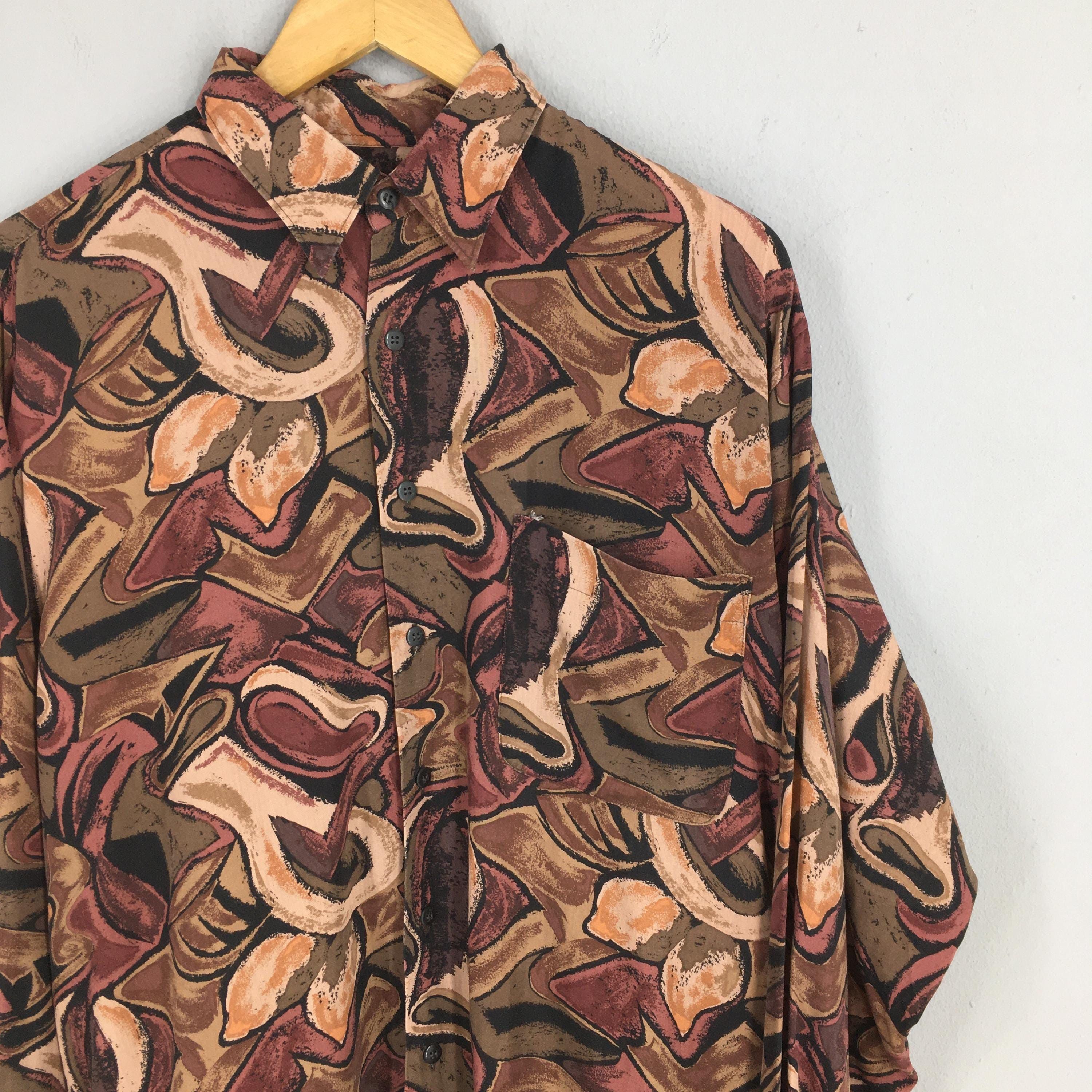 Other Vintage Alberto Zanre Psychedelic Pattern Silk Shirt Large Size US L / EU 52-54 / 3 - 2 Thumbnail