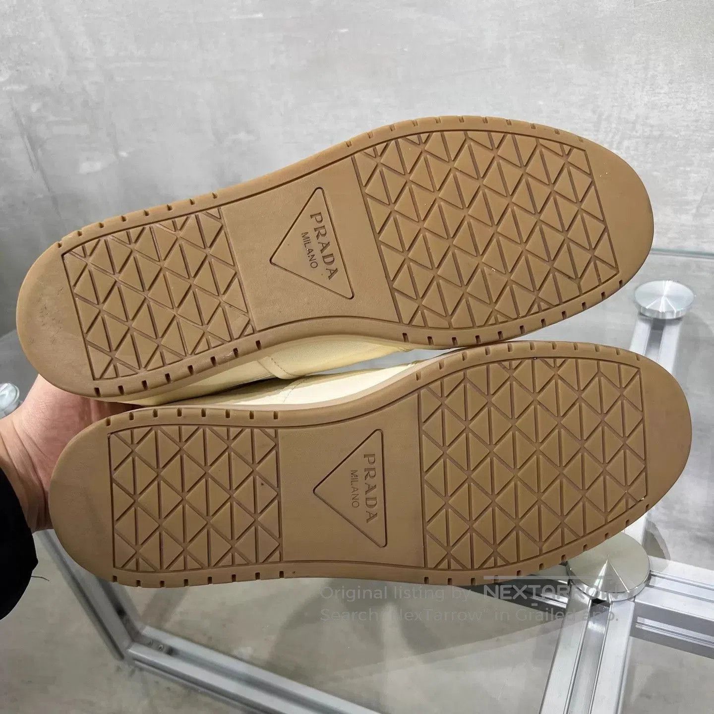 Prada White Low-Top Leather Sneakers Size 9. Size US 9 / EU 42 - 7 Thumbnail