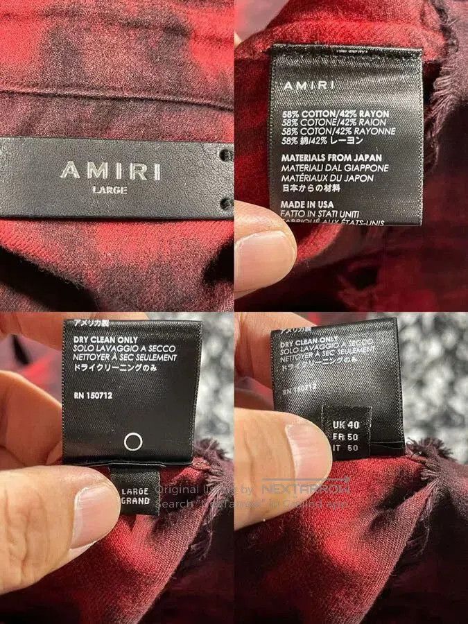 Amiri amiri bleached flannel shirt in red. Size US L / EU 52-54 / 3 - 7 Thumbnail