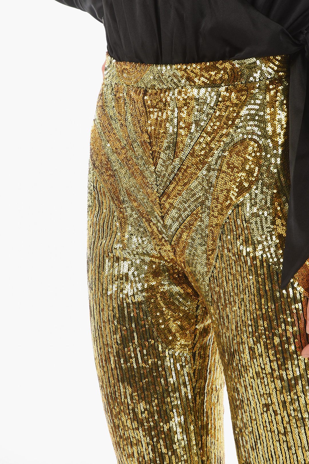 Philipp Plein og1mm0824 Zipped Ankle Sequined Pants in Golden Size 28" / US 6 / IT 42 - 3 Thumbnail