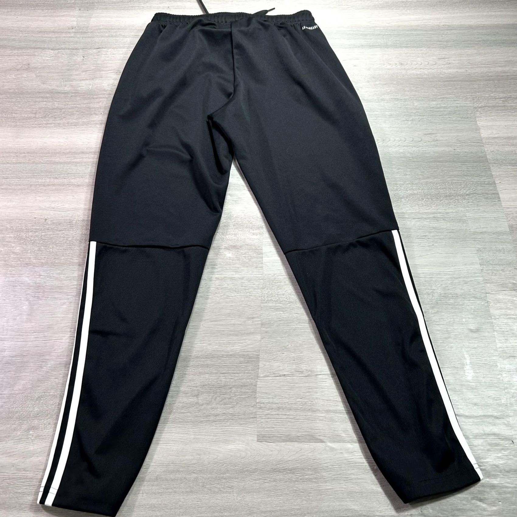 Adidas Adidas Men M Black Track Pants 3 Stripe AEROREADY Elastic Waist Pockets Zip Hem Slim Tapered Knit IR7848 Size US 31 - 2 Thumbnail