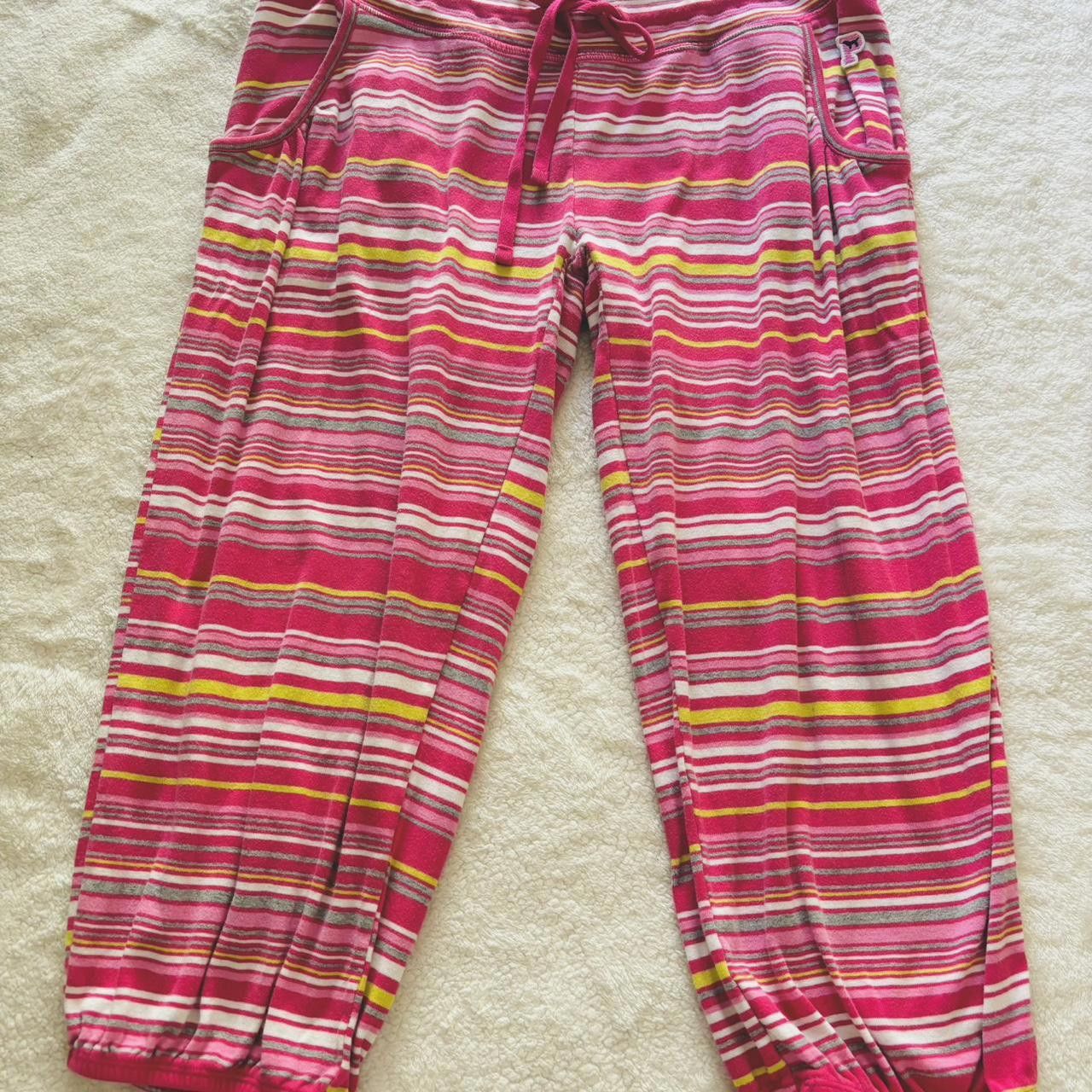 Designer Vintage Y2k Victoria's Secret Pink Striped Pajama sweatpants Size 30" / US 8 / IT 44 - 1 Thumbnail