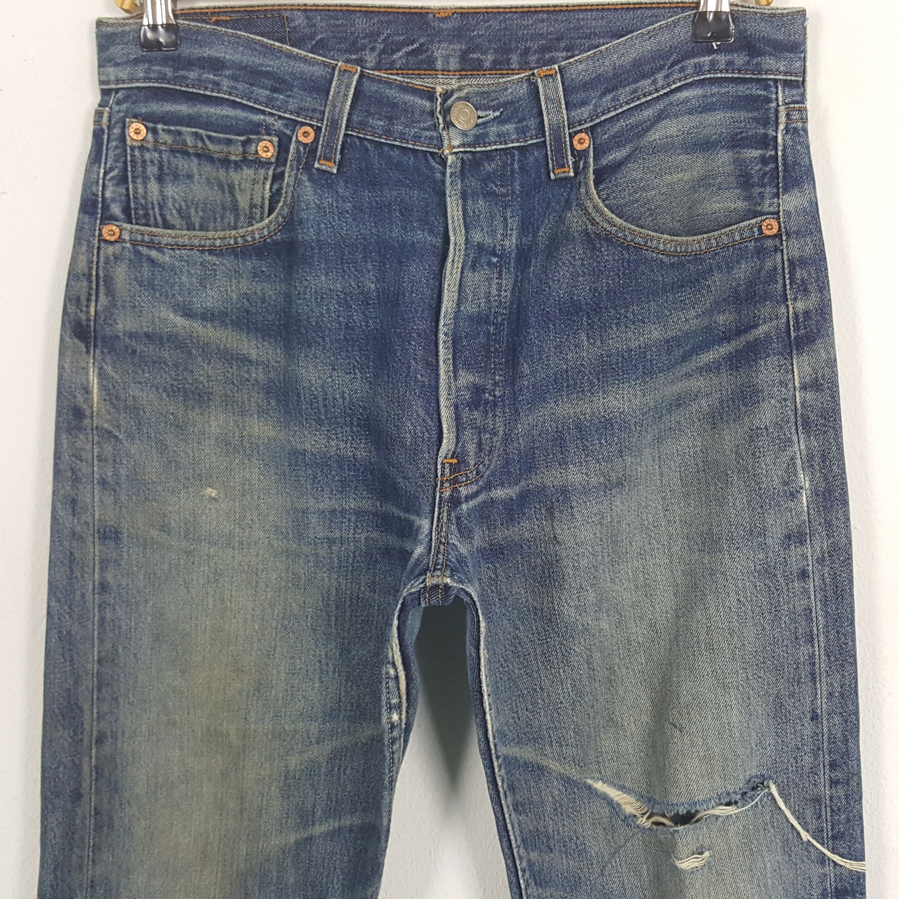 Levi's × Vintage Vintage Levi's 501 American Distressed Style Denim Jeans Size US 30 / EU 46 - 2 Thumbnail