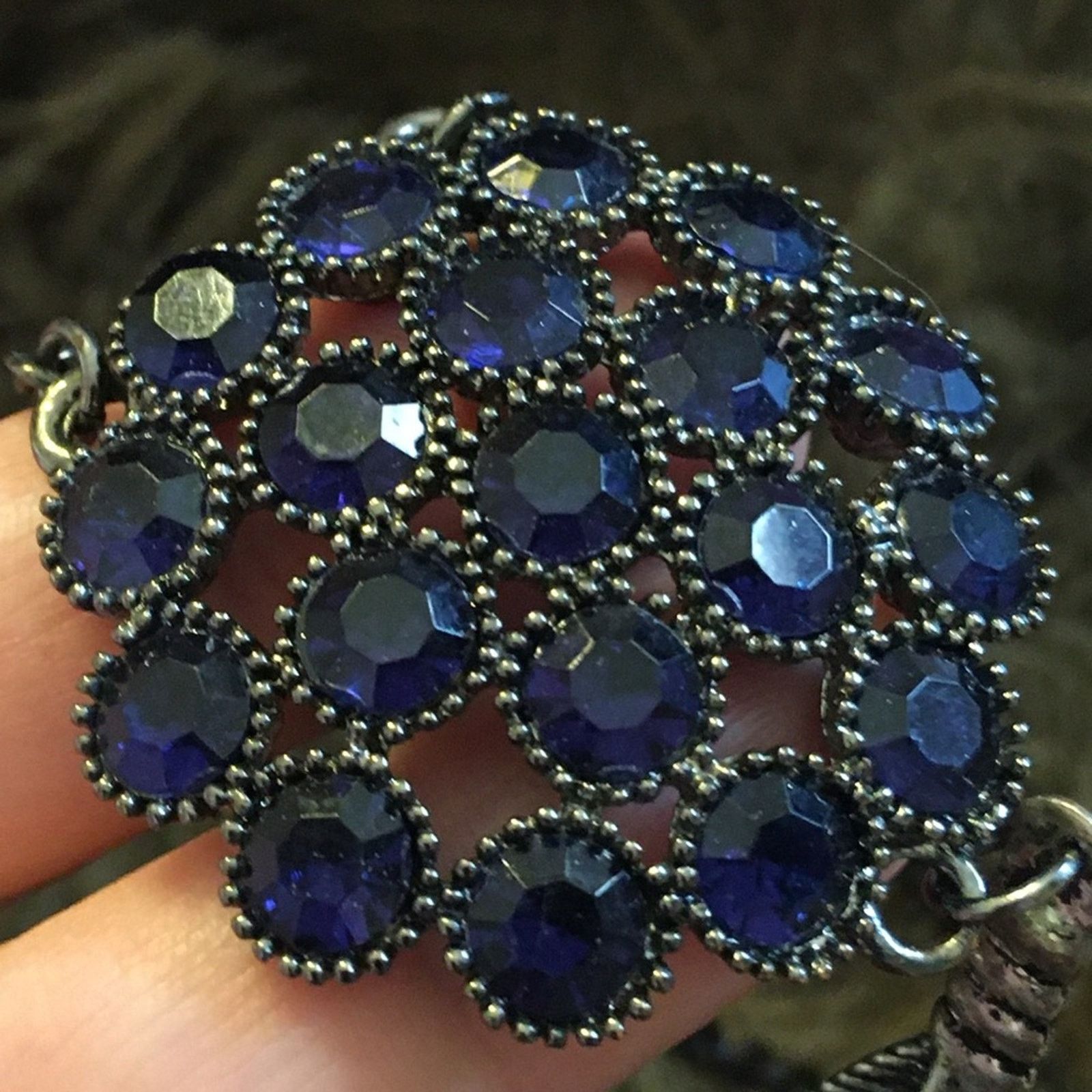 Handmade Repurposed blue stone medallion feather necklace Size ONE SIZE - 10 Thumbnail