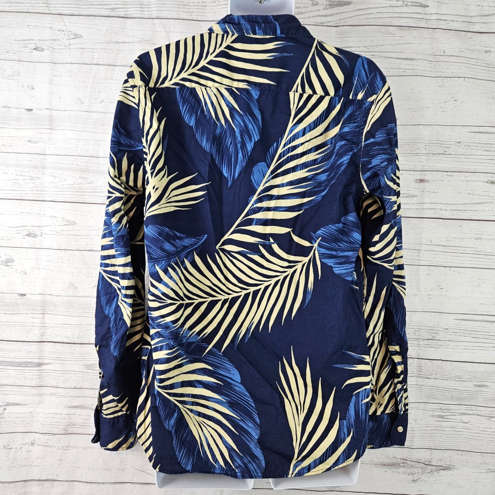 Scotch & Soda Scotch & Soda Mens Button-Up Shirt L Blue Palm Print Long Sleeve Cotton Shirt Size US L / EU 52-54 / 3 - 3 Thumbnail