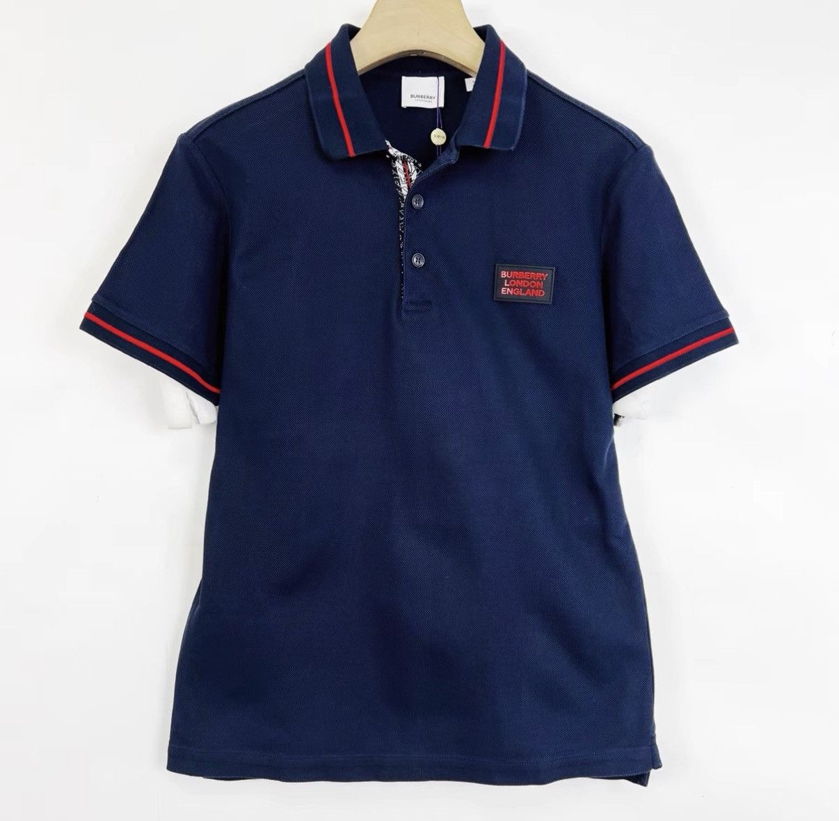 Burberry Burberry Navy Blue Logo Patch Short Sleeve Polo Shirt K12 Size US S / EU 44-46 / 1 - 1 Thumbnail