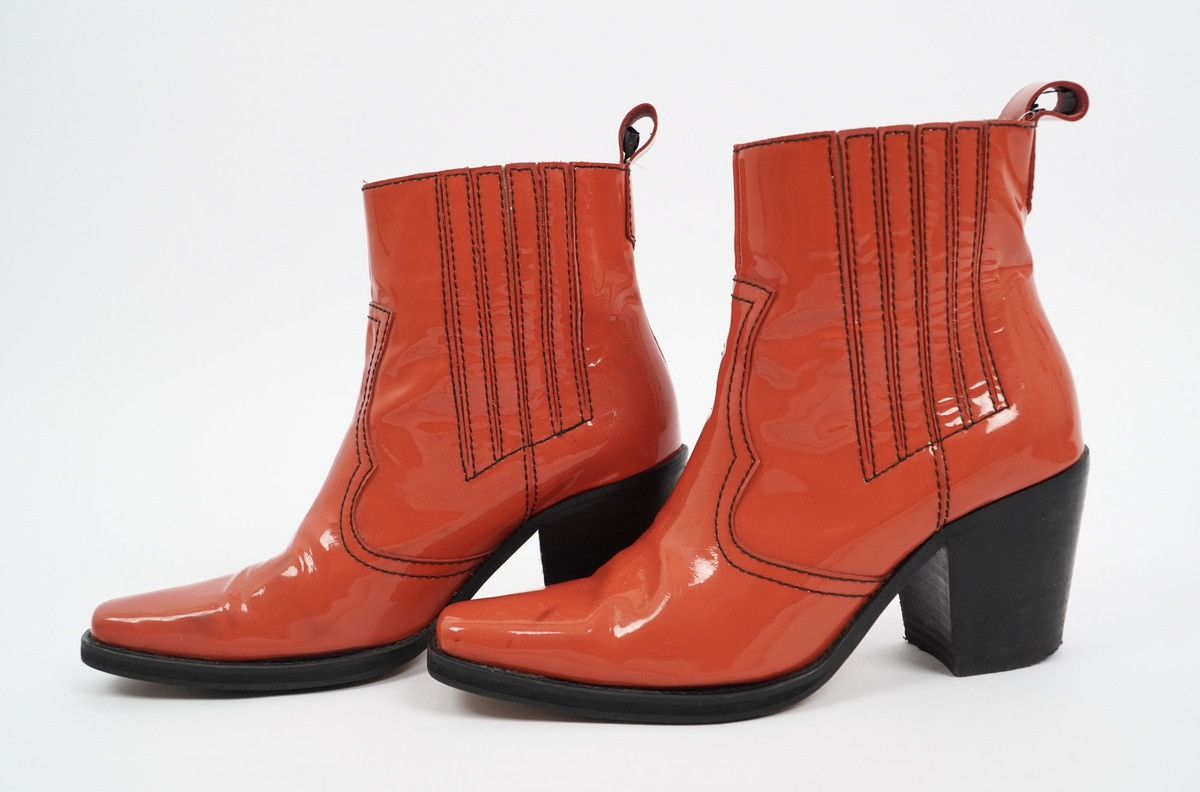 Ganni Ganni - Callie Patent Leather Ankle Boots Size US 5 / IT 35 - 2 Thumbnail
