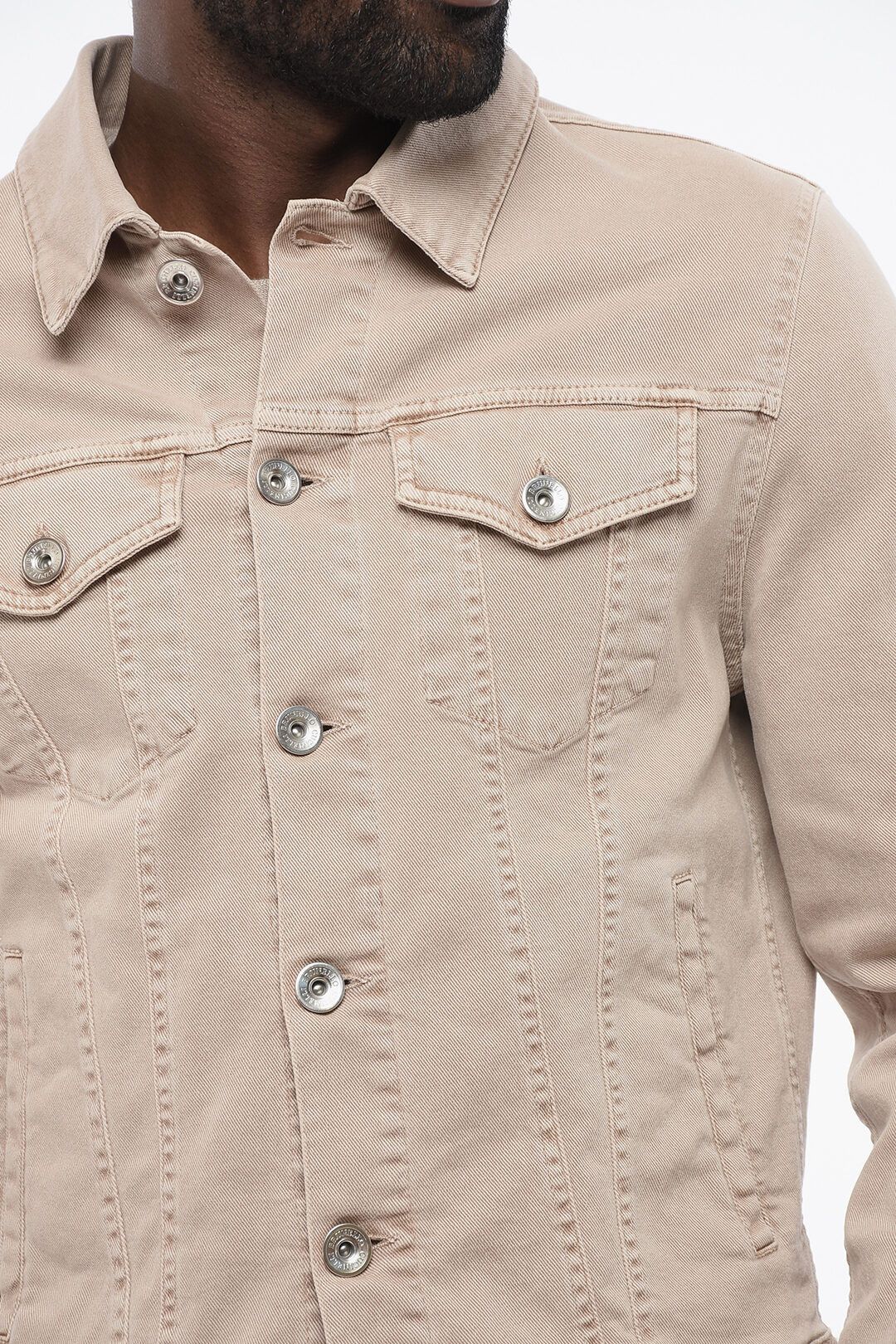 Brunello Cucinelli og1mm0725 Denim Saharan Jacket in Beige Size US M / EU 48-50 / 2 - 3 Thumbnail