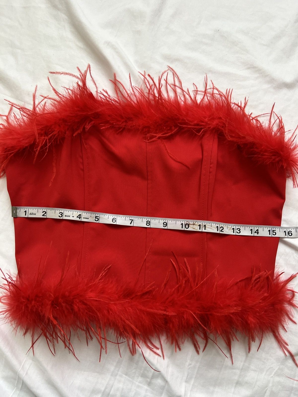 Fashion Nova Fashion Nova red top size L with feather trim Size L / US 10 / IT 46 - 10 Thumbnail