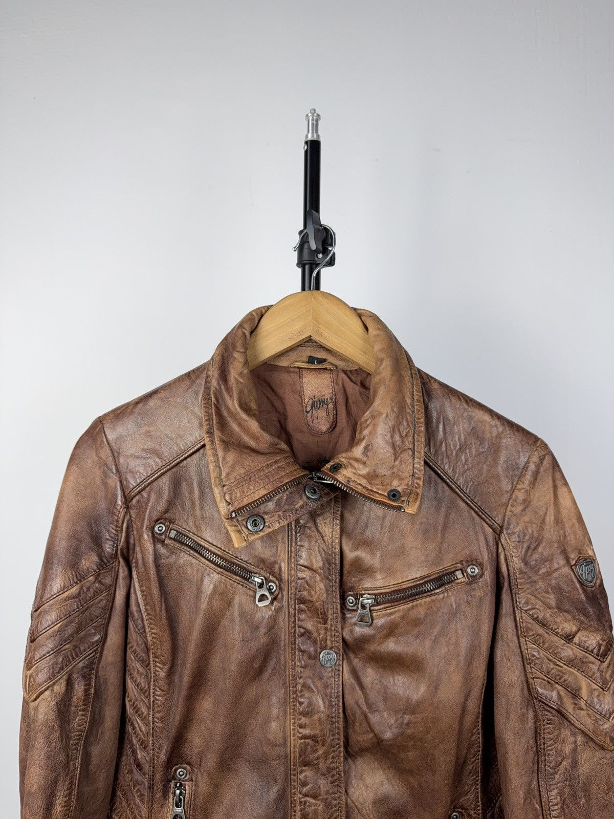 Vintage Gipsy Vintage Faded Biker Jacket Faux Leather Moto 90s Size L / US 10 / IT 46 - 2 Thumbnail