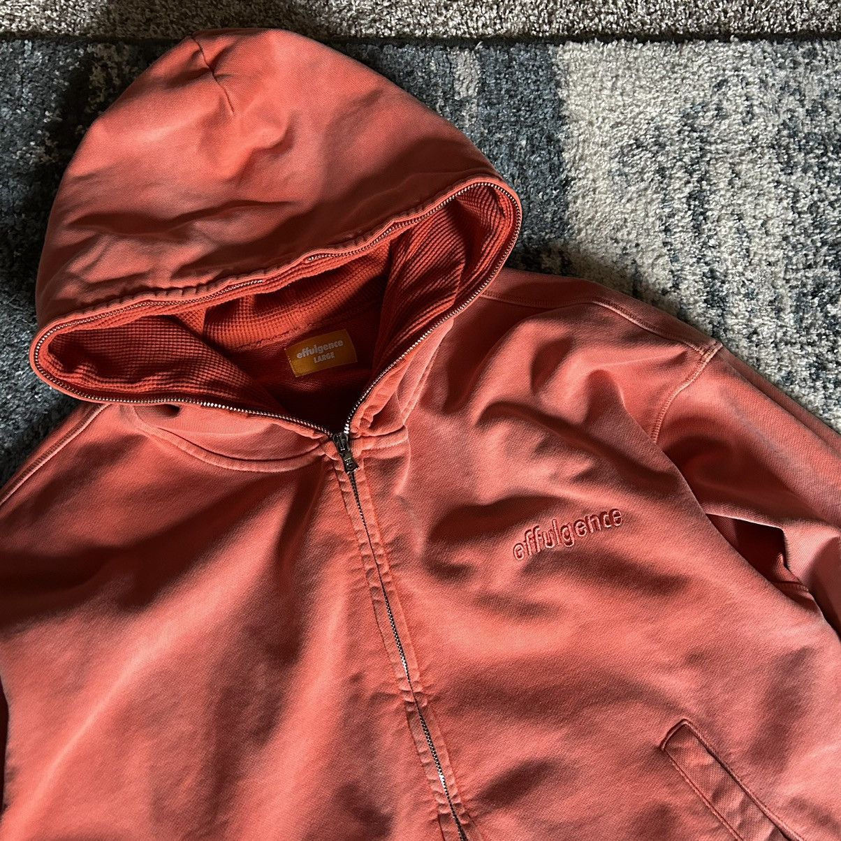 Effulgence PEACH SPLOOSH SUN FADED RiRi FULL ZiP WAFFLE LiNED HOODiE Size US L / EU 52-54 / 3 - 14 Thumbnail