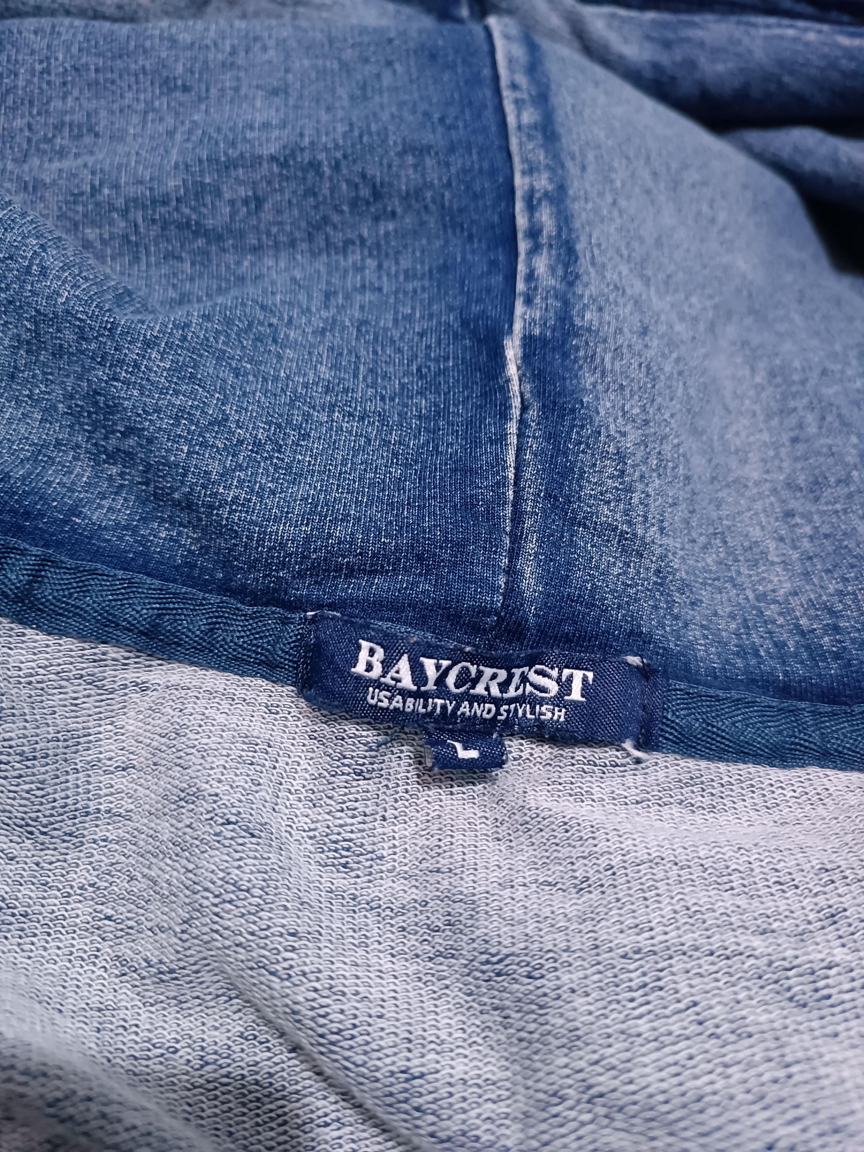 Japanese Brand Baycrest Zip-Up Hoodie with Cut Denim Stripes Size US L / EU 52-54 / 3 - 7 Thumbnail
