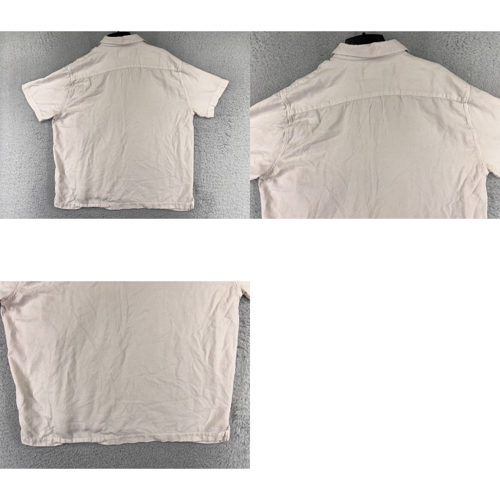 Nat Nast Nat Nast Luxury Originals Button-Up Shirt Mens XL Beige Herringbone Silk Cotton Blend Collared Short Sleeve Pockets Regular All Seasons Size US XL / EU 56 / 4 - 9 Thumbnail