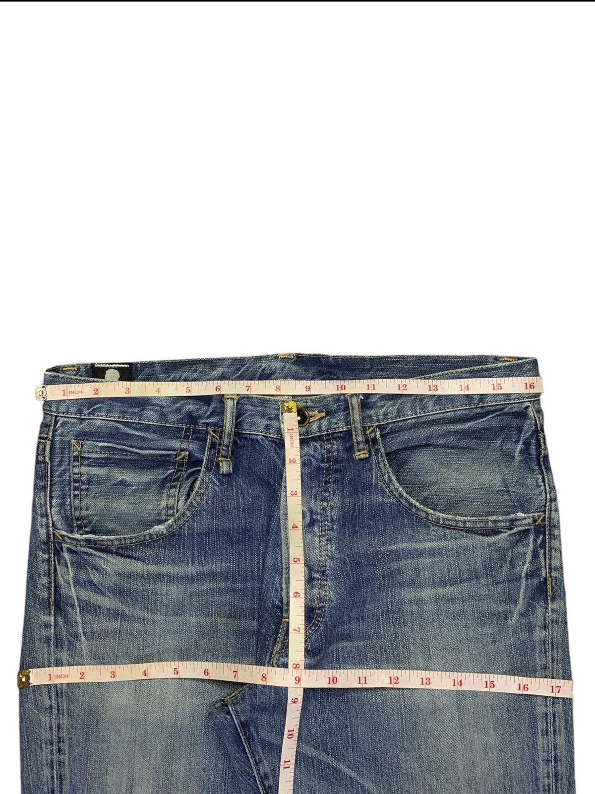 Japanese Brand Vintage Blue Way Faded Wash Distressed Bootcut Jeans Size US 33 - 11 Thumbnail