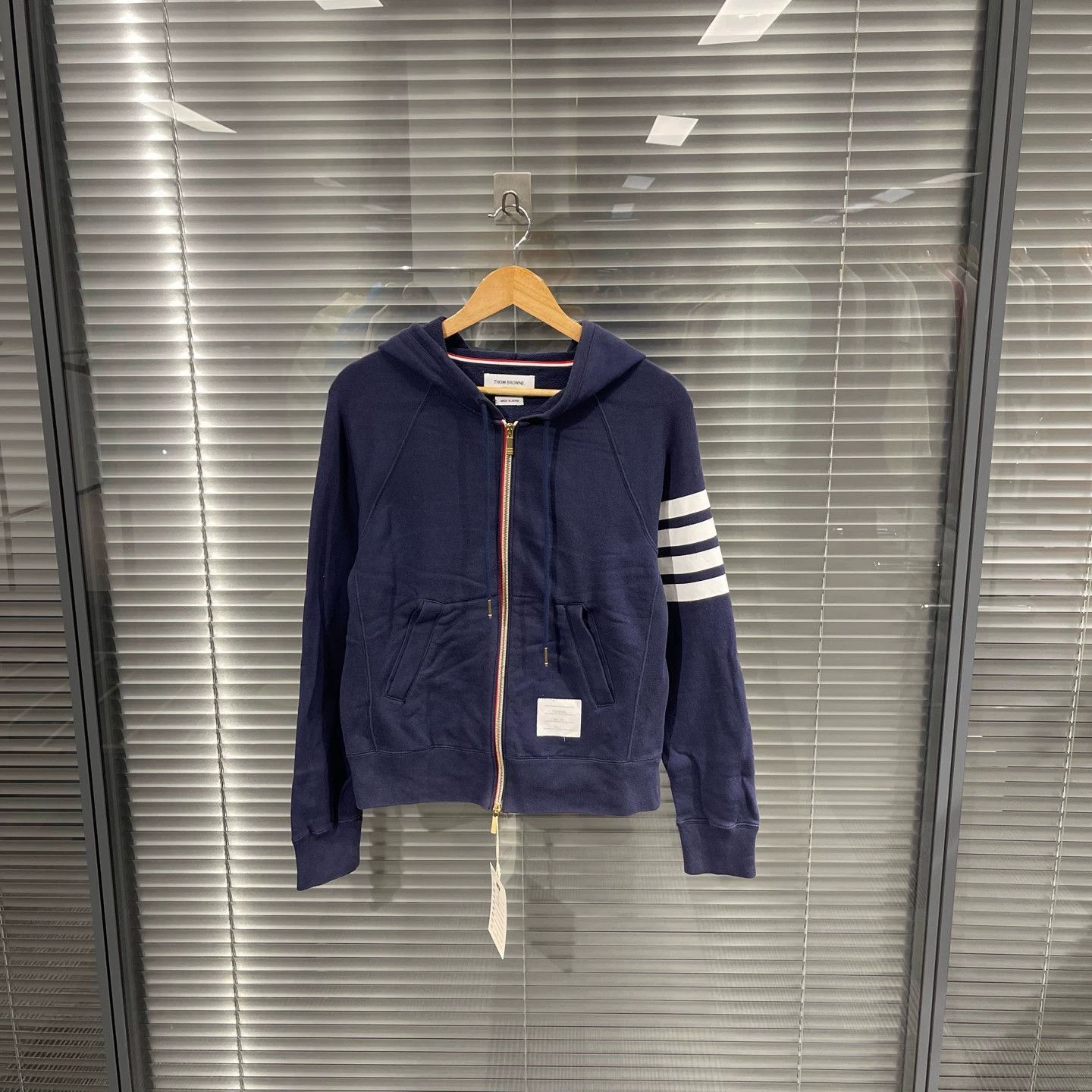 Thom Browne Blue Zip-Up Hooded Sweatshirt Size US S / EU 44-46 / 1 - 1 Thumbnail