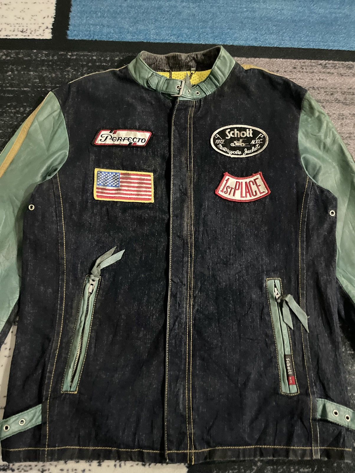Schott Vintage Schott Leather Denim Motorcycle Jacket Size US L / EU 52-54 / 3 - 5 Thumbnail