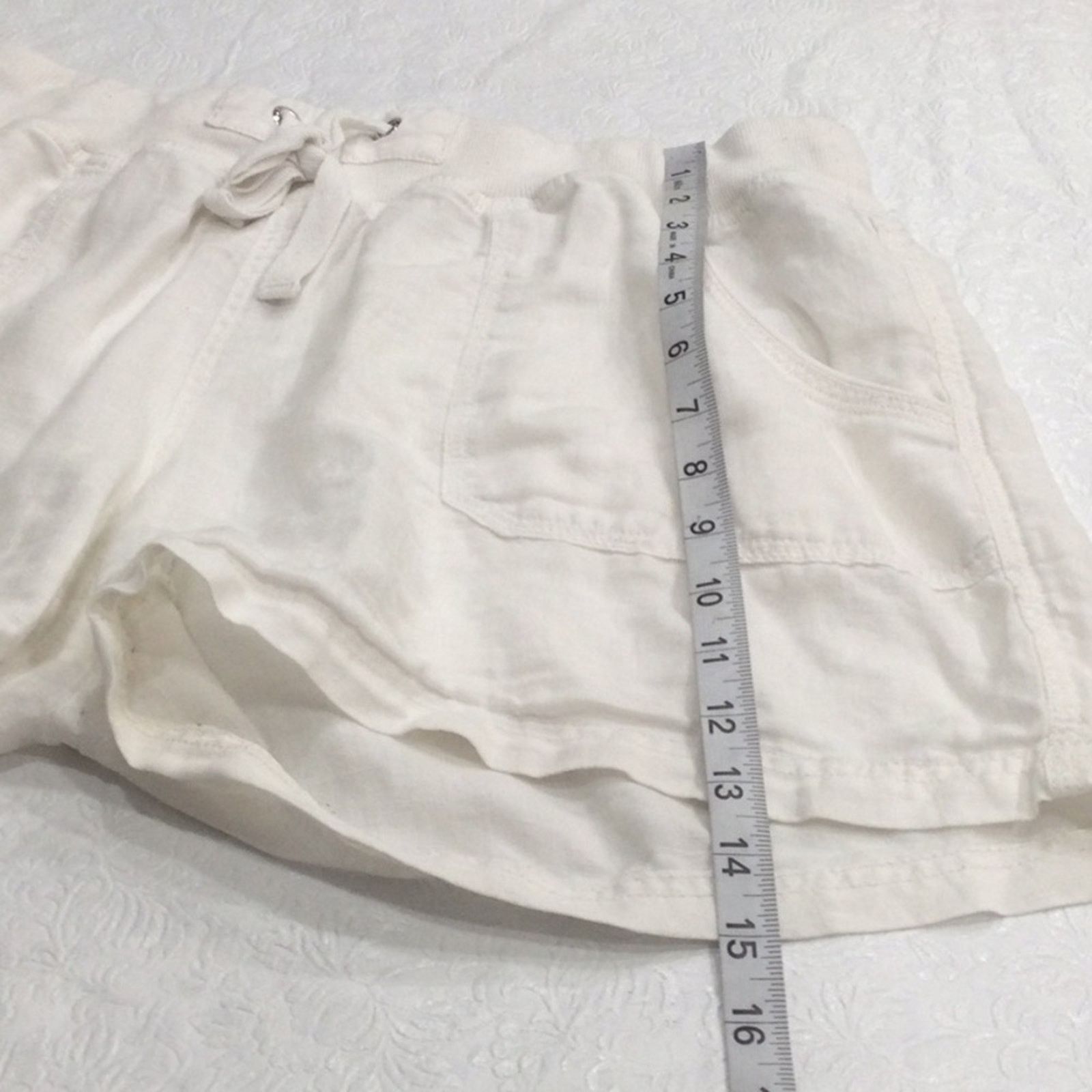 Calvin Klein CK Calvin Klein White Linen Side/Back Pockets Shorts L Size 32" / US 10 / IT 46 - 14 Thumbnail