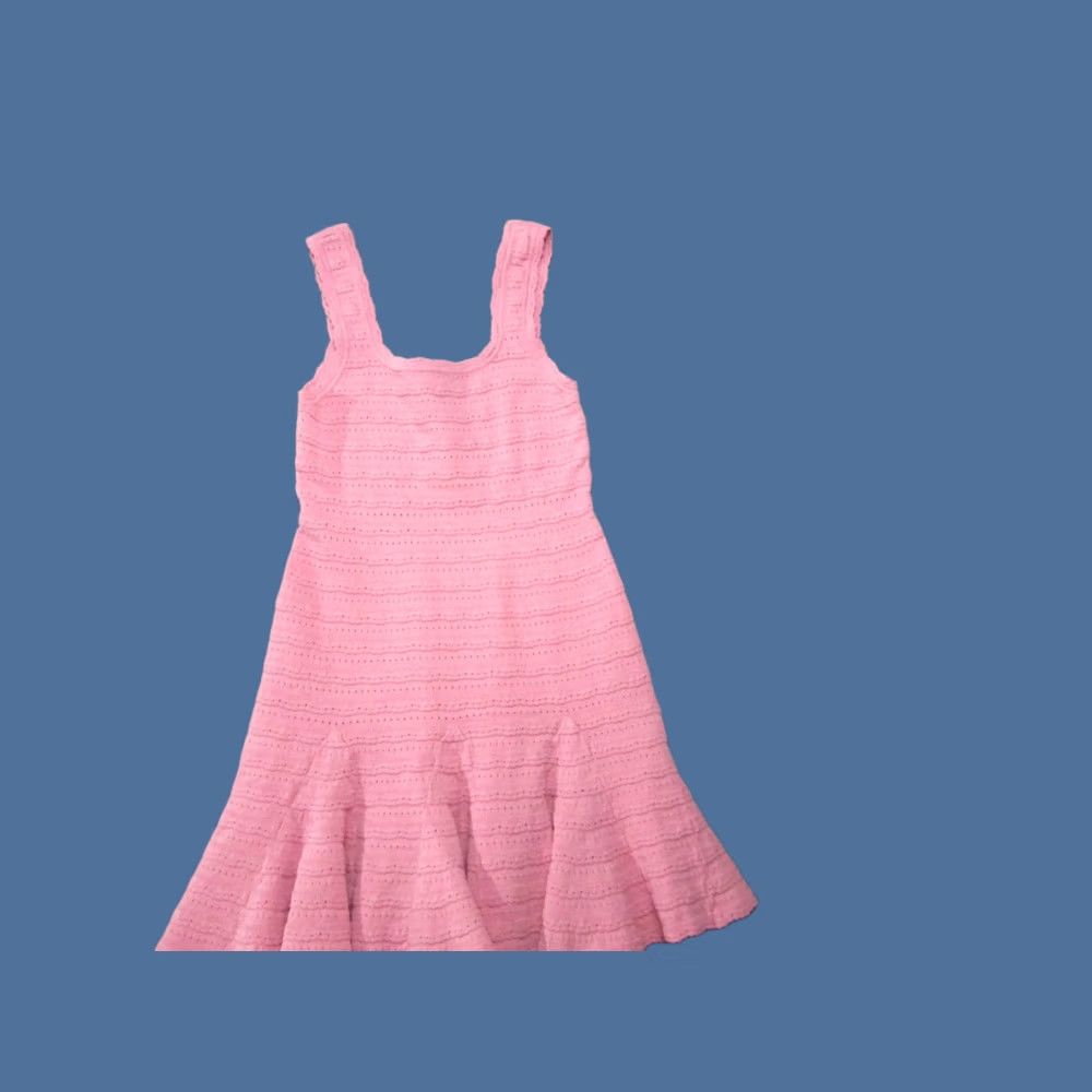 LoveShackFancy LoveShackFancy Dress Womens Medium Pink Sunset Maryanne Knit Mini Square Neck Sleeveless Strappy Knit Short Ruffle Skip N/A Size M / US 6-8 / IT 42-44 - 1 Thumbnail