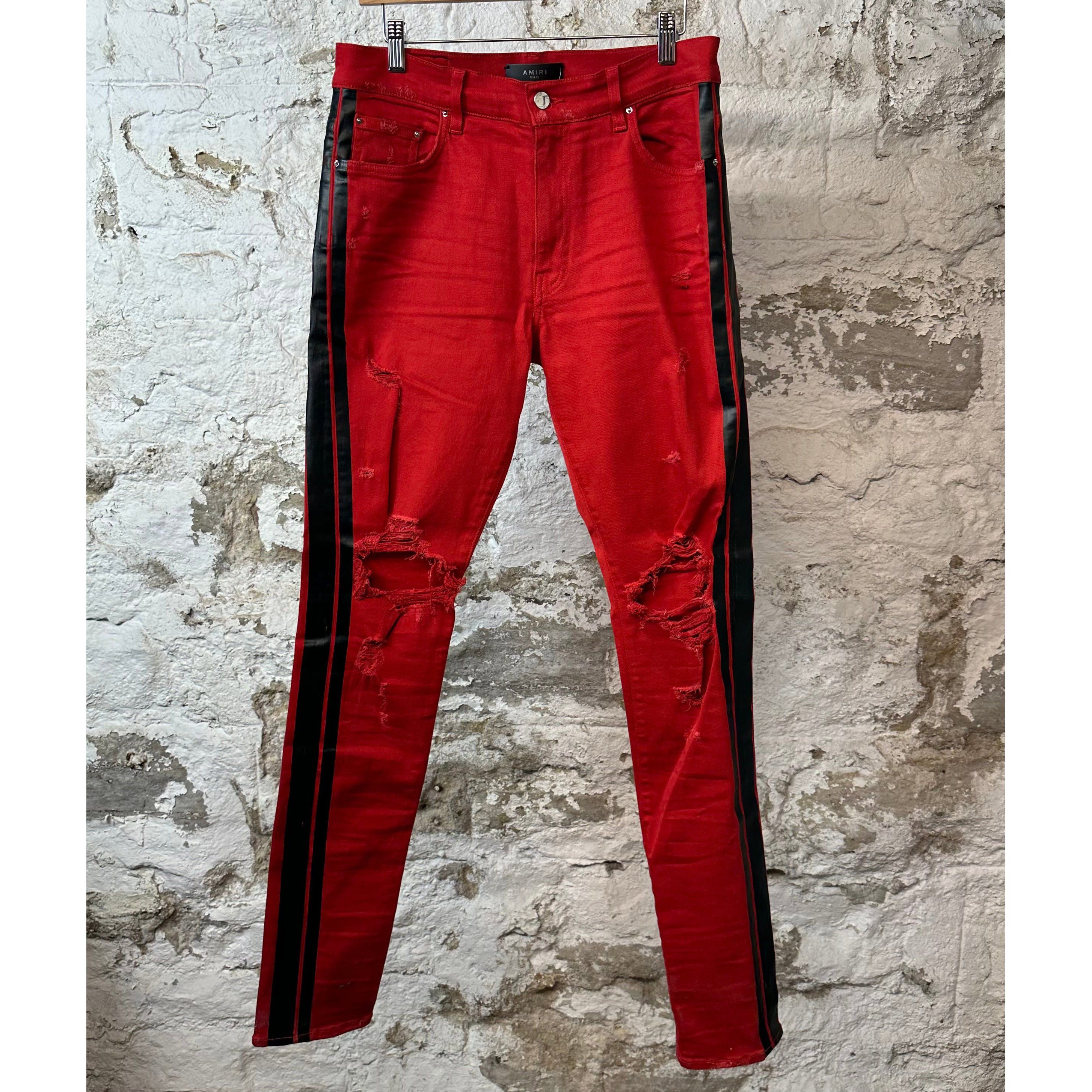 Amiri Amiri Black Stripe Red Jeans Sz 32 Size US 32 / EU 48 - 1 Thumbnail