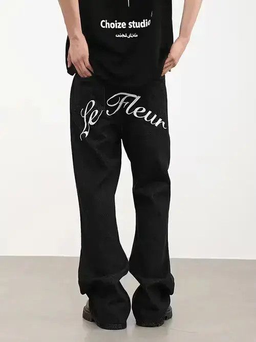 Designer × Jean faded graphics flared y2k hiphop pants Size US 30 / EU 46 - 2 Thumbnail