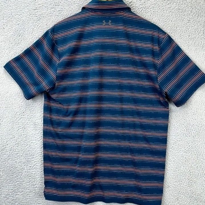 Under Armour Under Armour HeatGear Polo Shirt Mens Large Blue Balanced Stripes Golf Rugby Shirt Size US L / EU 52-54 / 3 - 2 Thumbnail