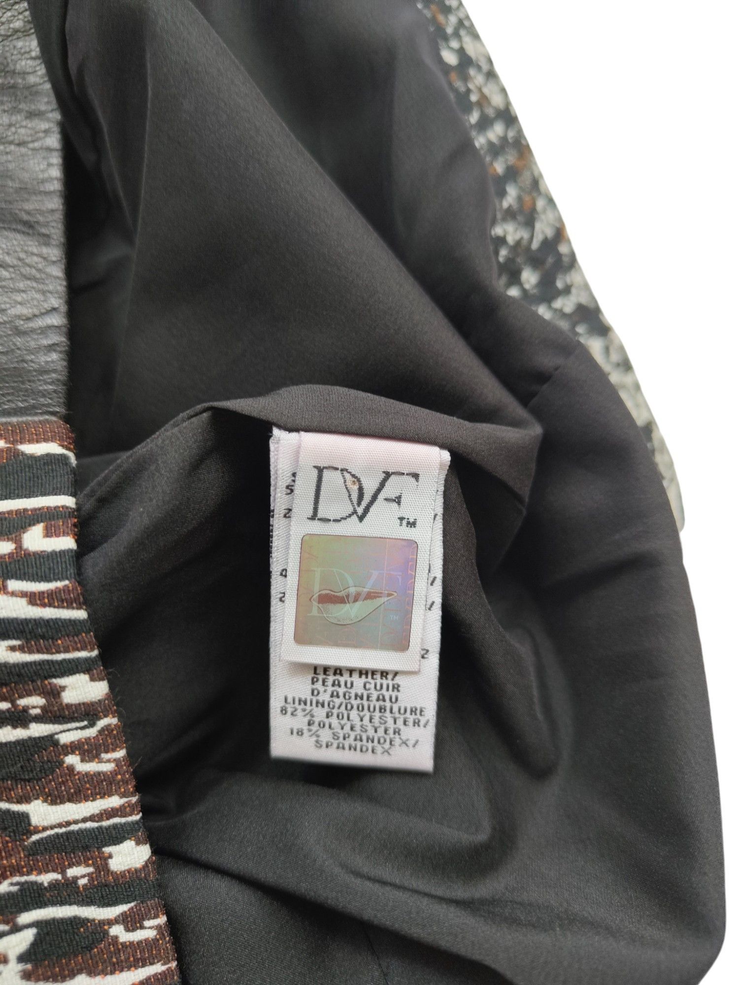 Diane von Furstenberg Patterned Tube Dress With Leather Patching Size XS / US 0-2 / IT 36-38 - 7 Thumbnail