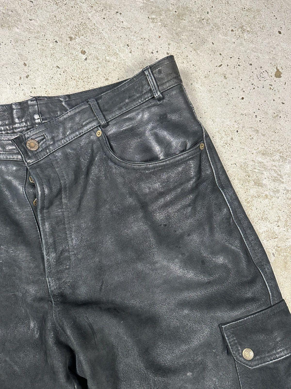 Other Vintage 90s Black Genuine Leather Cargo Baggy Pants Size US 38 / EU 54 - 8 Thumbnail